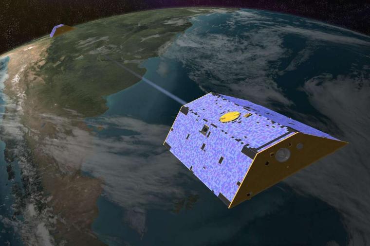 Abb.: Die Grace-C-Satelliten in der Umlaufbahn (künstlersiche Darstellung).
