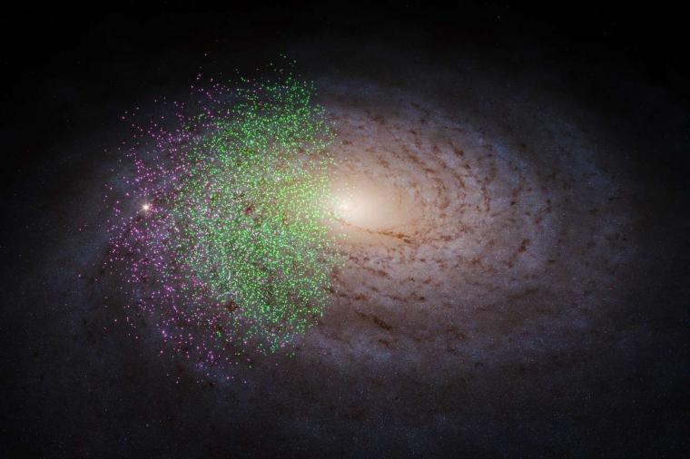 Abb.: Künstlerische Visualisierung der Milchstraße. Die Sterne, die Khyati...
