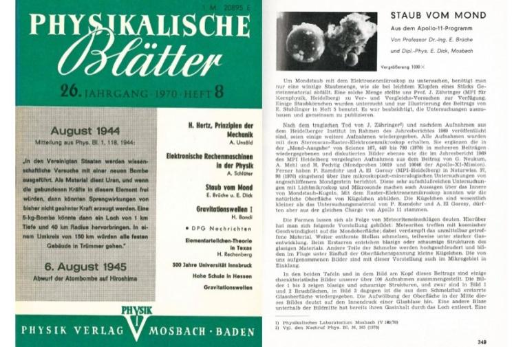 Ernst Brüche, der Herausgeber der Physikalischen Blätter, untersuchte in...