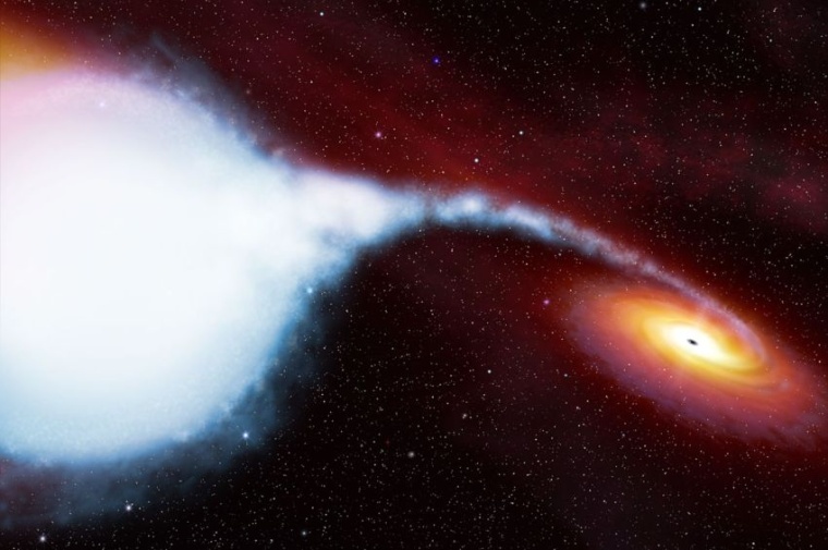 Abb.: Künstlerische Darstellung des Doppelsystems Cygnus X-1. (Quelle: NASA)