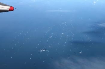Abb.: Offshore-Windpark in der Nordsee. Die turbulenten Schwankungen des Winds...