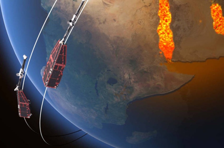 Abb.: Illustration der SWARM-Satelliten zur Vermessung des...