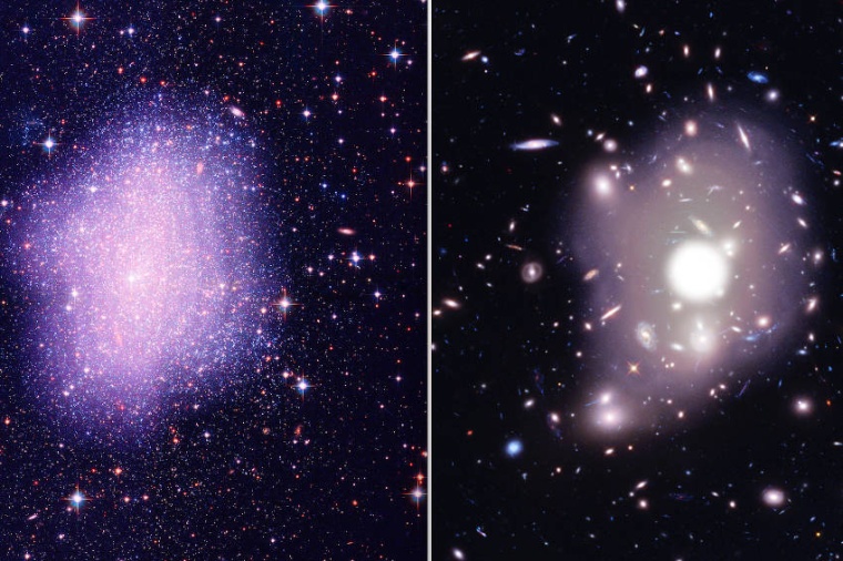 Abb.: Die Dunkle Materie scheint in kleinen Galaxien nicht sehr stark...