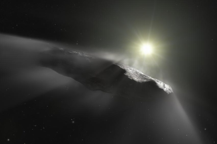 Abb.: Künstlerische Darstellung des interstellaren Asteroiden Oumuamua (Bild:...