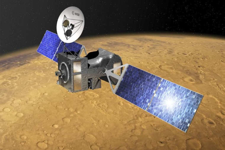 Abb.: Die europäische Raumsonde ExoMars Trace Gas Orbiter misst Spurengase in...