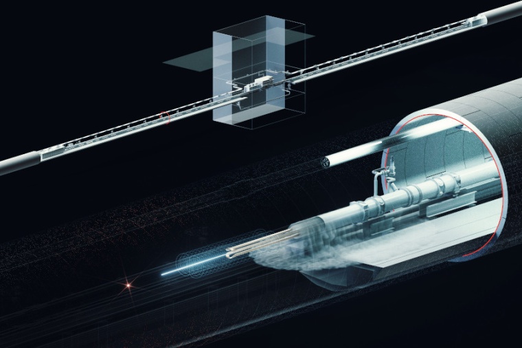 Abb.: Illustration des ALPS-II-Experiments. ALPS II wird nach Teilchen...