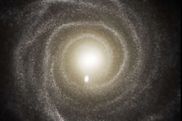 Abb.: Simuliertes Bild einer Scheibengalaxie aus der TNG50-Simulation im...