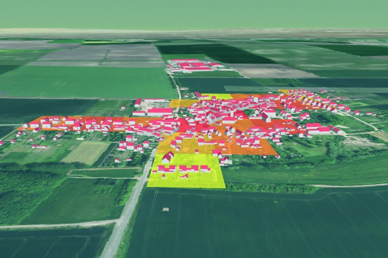 Abb.: Visualisierter Wärmebedarf der kleinen Gemeinde Neumark mit 486...