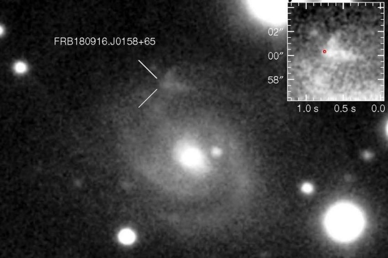 Abb.: Ursprungsgalaxie des schnellen Radiostrahlungsausbruchs FRB...