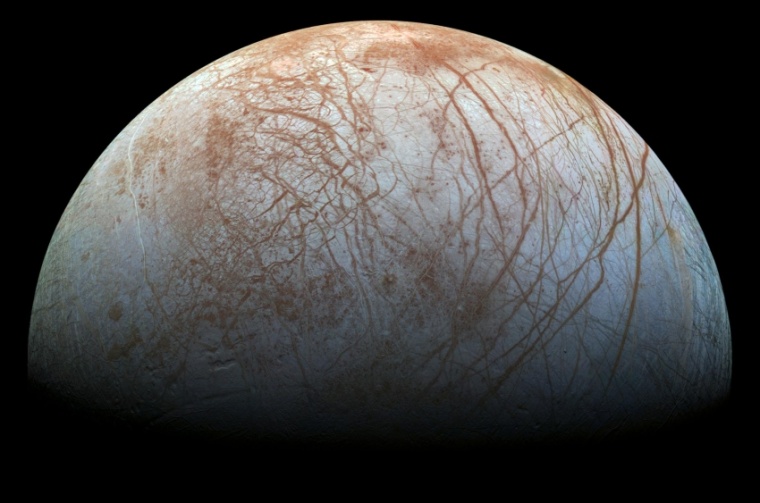 Abb. Eine faszinierende Eiswelt: Der Jupitermond Europa (Foto: NASA/JPL).