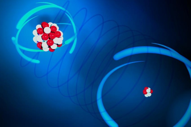 Abb.: Künstlerische Darstellung des Ionenpaars (Bild: PTB)