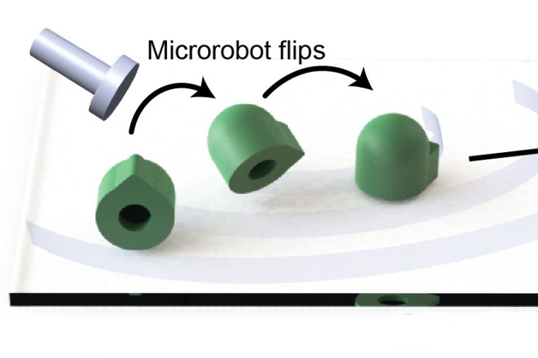 Abb.: Schema­tische Darstellung eines oberflächen­gleitenden Mikroroboters...