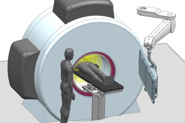 Abb.: So könnte das kombinierte MRT-CT-Gerät einmal aussehen, mit dem...