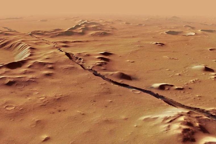 Abb.: Die Region Cerberus Fossae auf dem Mars ist von Vulkanismus und Tektonik...