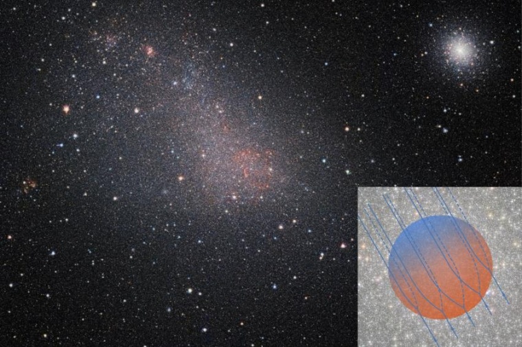 Abb.: Kugelsternhaufen 47 Tuc (oben rechts) mit der Kleinen Magellanschen...