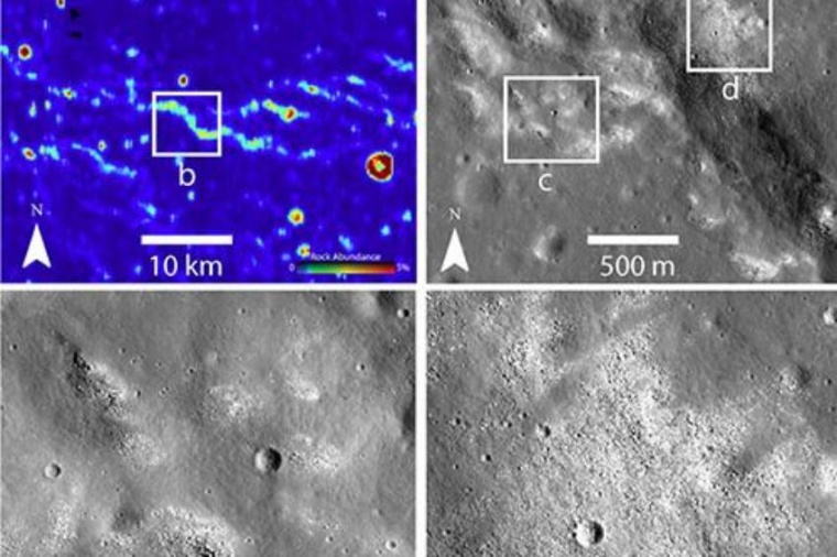 Abb.: Infrarot- (o. l.) und andere Bilder vom Lunar Reconnaissance Orbiter...
