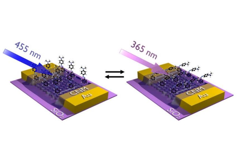 Abb.: Die Wirkungsweise des photoschaltbaren Transistors: Die...