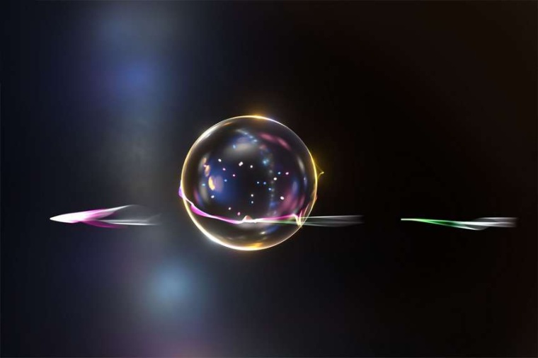 Abb.: Künstlerische Darstellung eines Elektrons in Wechselbeziehung zu einer...