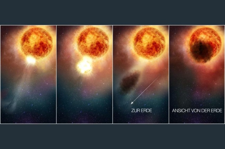 Abb.: Künstlerische Darstellung des roten Überriesen Beteigeuze (Bild:...
