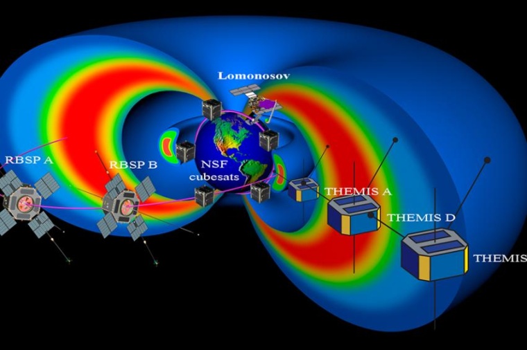 Abb.: Satelliten durchqueren den Van-Allen-Strahlungs­gürtel. (Bild: Y....