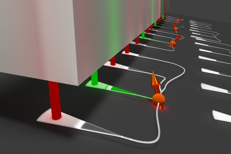 Abb.: Illustration der nano­photonische Inte­gration zur gleichzeitigen...