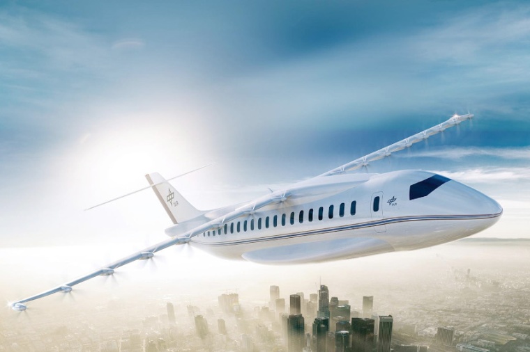 Abb.: Studie eines elektrischen Regionalflugzeugs mit mehreren Propellern an...