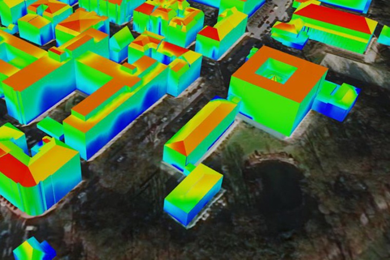 Abb.: Kleinräumige Solarpotenzial­analysen berück­sichtigen nicht nur die...