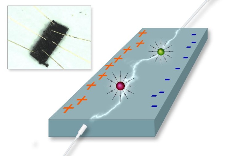 Abb.: Die Effekte im Material ähneln magnetischen Monopolen. Kleines Bild: Das...