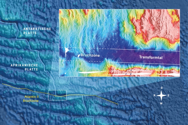 Abb.: Die Atlantis-II-Bruchzone im südwest­lichen Indischen Ozean mit einem...
