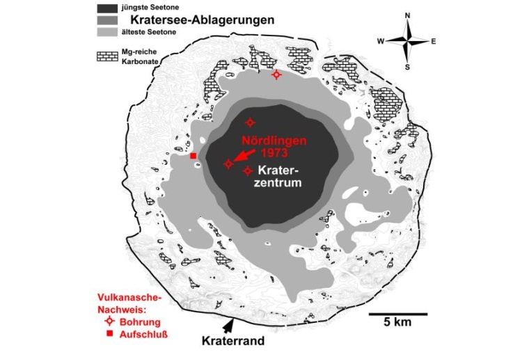 Abb.: Die konzentrische Anordnung der Schicht­ausbisse an der Erd­oberfläche...