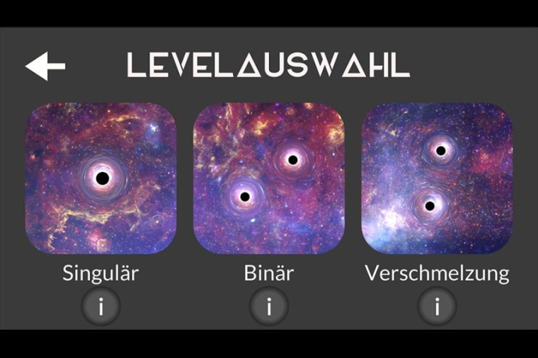 Abb. 2: Verschiedene Anordnungen der schwarzen Löcher in den drei Levels der...