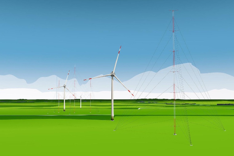Abb.: Entwurf für den For­schungs­­park Win­d­­ener­gie Krummen­deich....