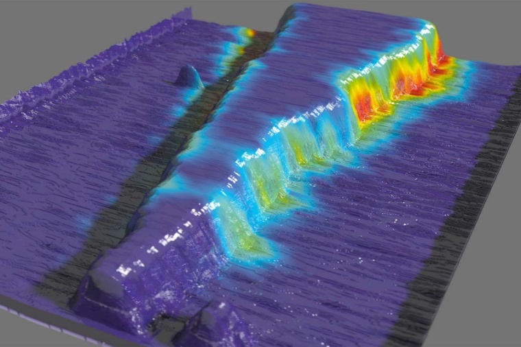 Abb.: Elektronenfluss auf der Oberfläche des Quanten­materials...