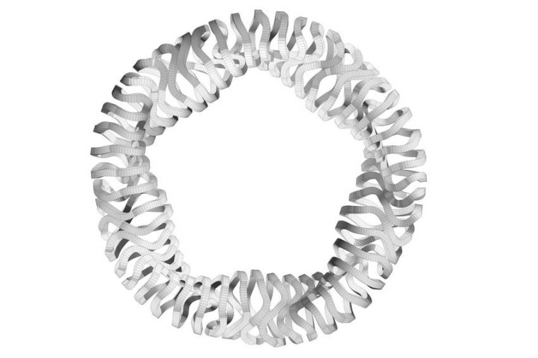 Abb.: Das Magnet-System von Wendelstein 7-X. Fünfzig supraleitende...