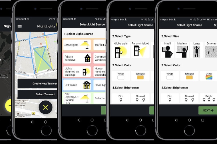 Abb.: Mit dieser App sollen Bürgerforschende künstliche Lichtquellen in...