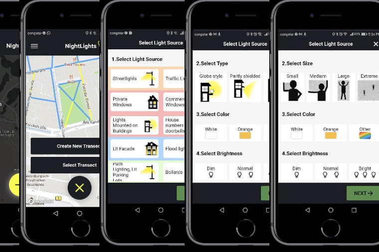 Abb.: Mit dieser App sollen Bürger­forschende künstliche Licht­quellen in...