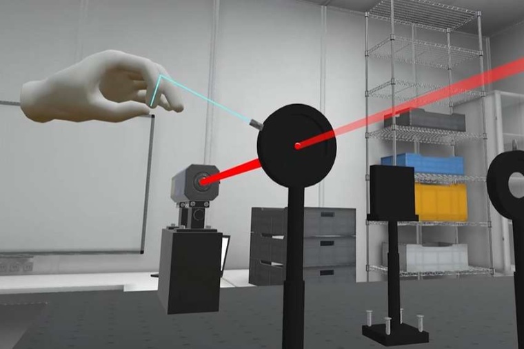 Abb.: Screen­shot aus „femtoPro“ – das Virtual-Reality-Laser­labor...