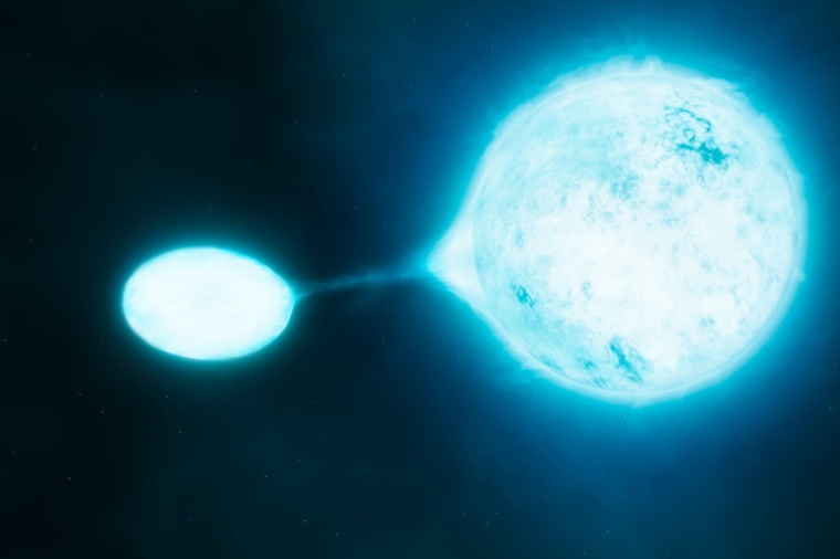 Abb.: Massereiche Sterne kommen oft in engen Doppelstern­systemen vor, bei...