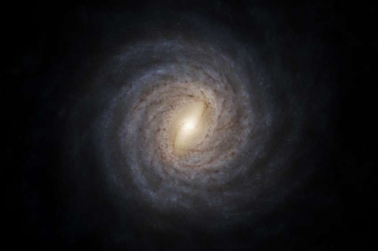 Abb.: Visualisierung der Milch­straße, von oben gesehen. (Bild: S....