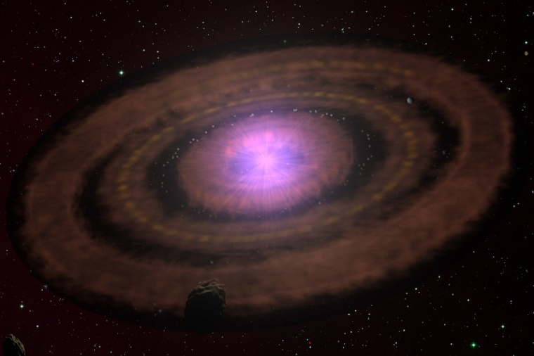 Abb.: Illustration von planetenbildenden Scheiben um junge Sterne. (Bild:...