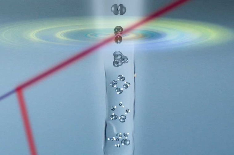 Abb.: Attosekunden-Messung an Elektronen in Wasser-Clustern. (Bild: ETHZ)