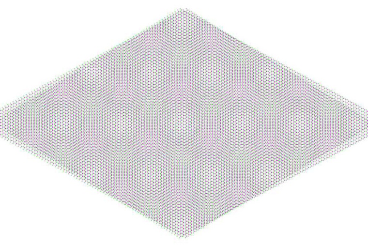 Abb.: Moiré-Effekt mit zwei übereinandergelegten Gittern: Eine leichte...