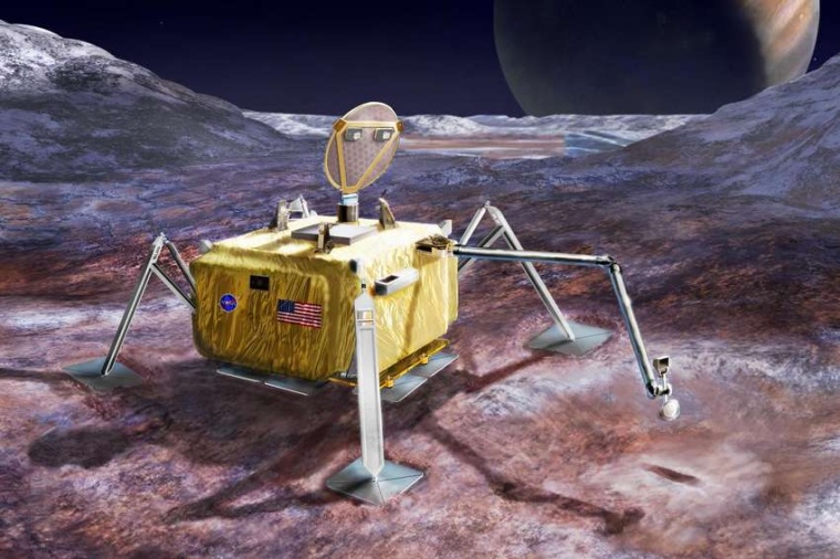 Abb.: Künstlerische Darstellung eines Landers auf der Oberfläche des...