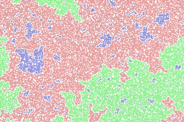 Abb.: Die Grafik zeigt Netzwerke in einem Spinglassystem, von denen zwei das...